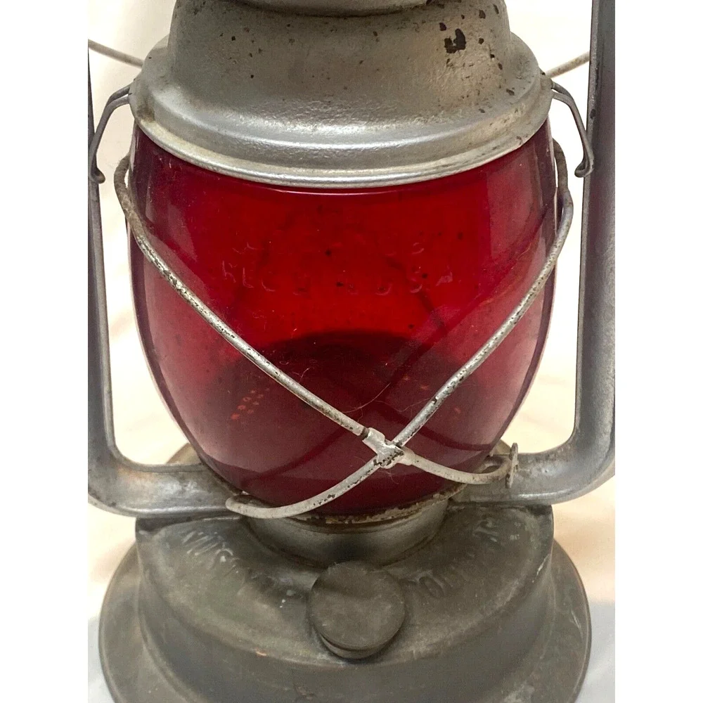 C.T. Ham Tubular Lantern Brass 1800s Red Globe